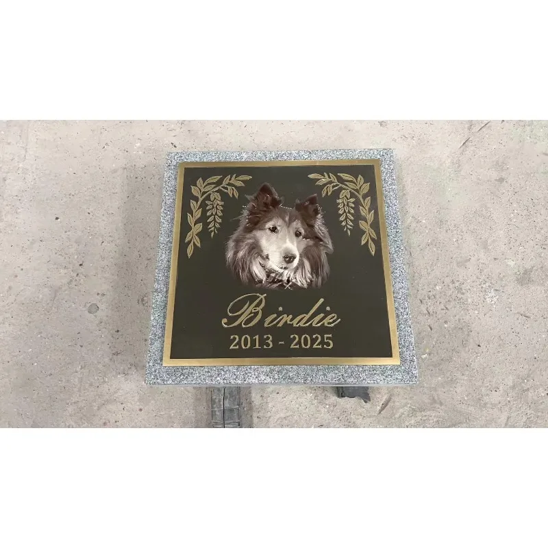 tomb stones Custom Modern Bronze Granite Pet Grave Marker Personalized Dog Photo Laser Engraved Memorial Plaque Outdoor Cemetery