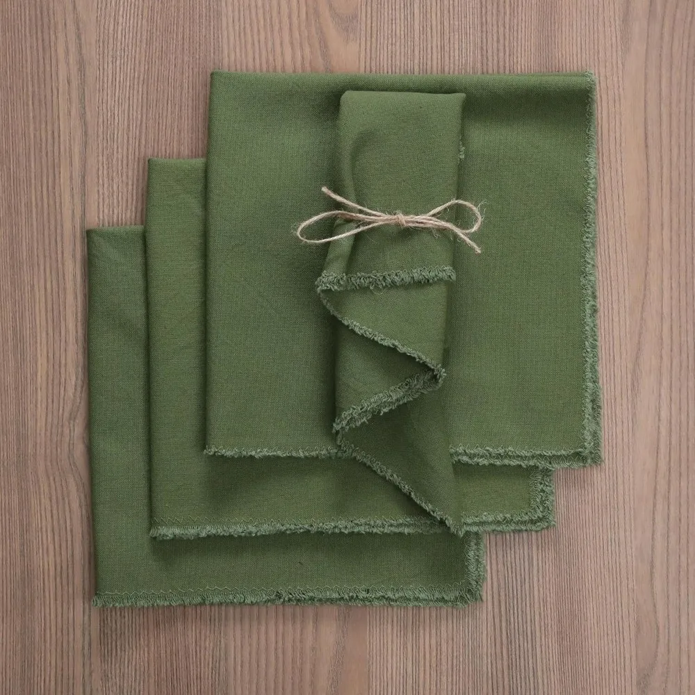 4PCS Rustic Style Cotton Linen Napkins Soft Solid Color Placemats Eco-Friendly Decorative Linen Table Decor Table Setting
