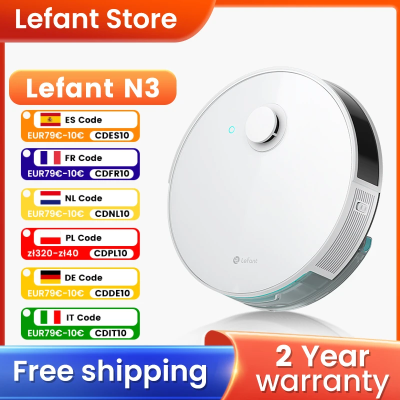 Lefant N3 4000Pa Suction Robot Vacuum and Sonic Mop Combo,Precision Mapping with Lidar&dToF Sensors,Ultrasonic Carpet Detection