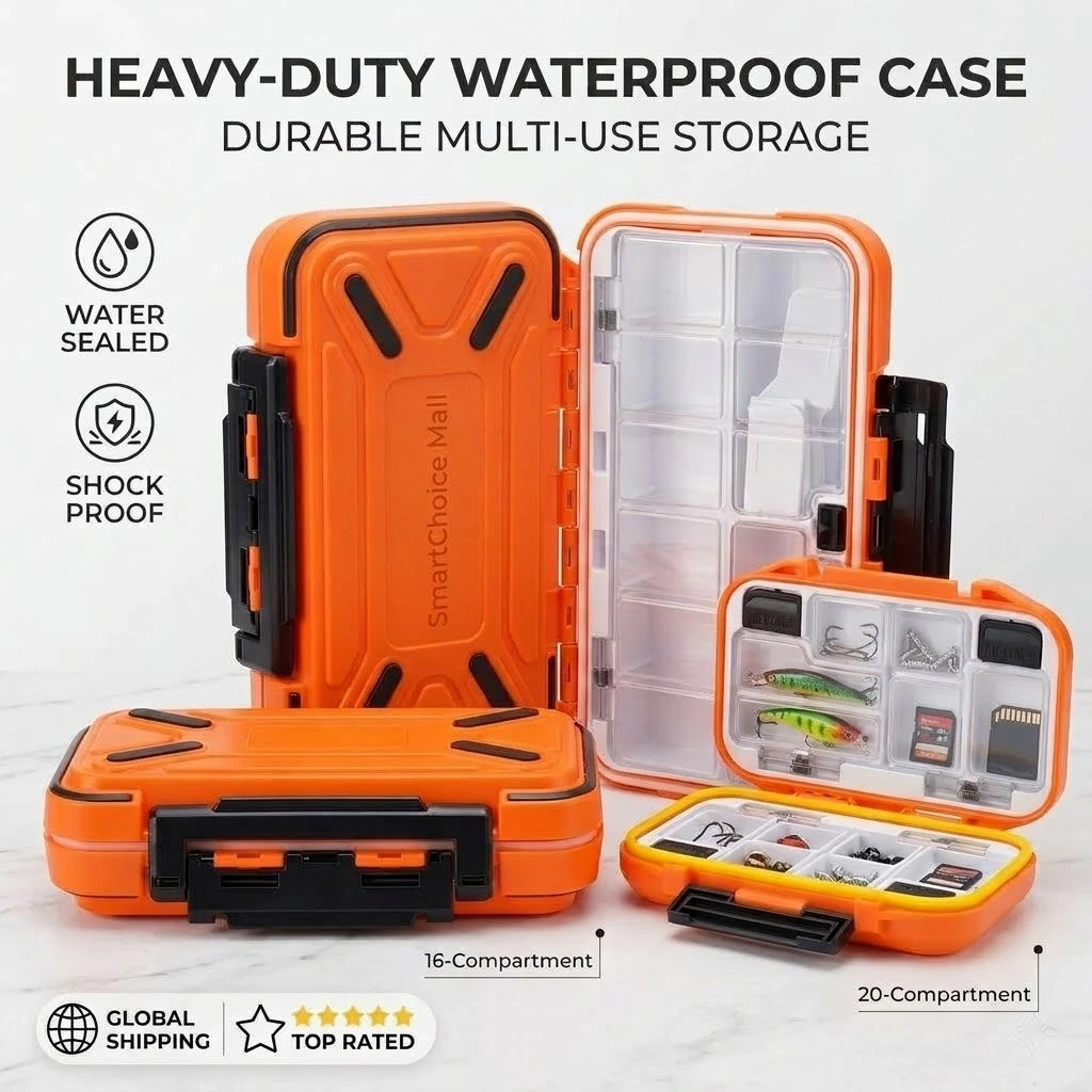 Waterproof Fishing Tackle Box 1/2Pcs Portable Lure Hook Storage Case Removable Dividers Plastic Organizer Fishing Accessories