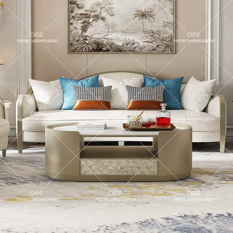 Simple Light Luxury Solid Wood TV Cabinet and Coffee Table Combination Rectangular Living Room Furniture Set Modern