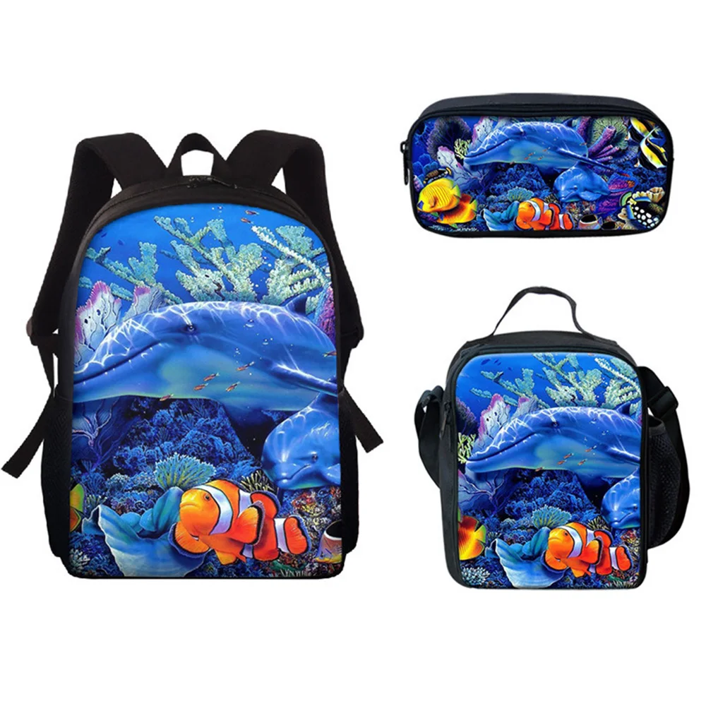 

Hip Hop Popular Funny Underwater world Whale 3D Print 3pcs/Set pupil School Bags Laptop Daypack Backpack Lunch bag Pencil Case