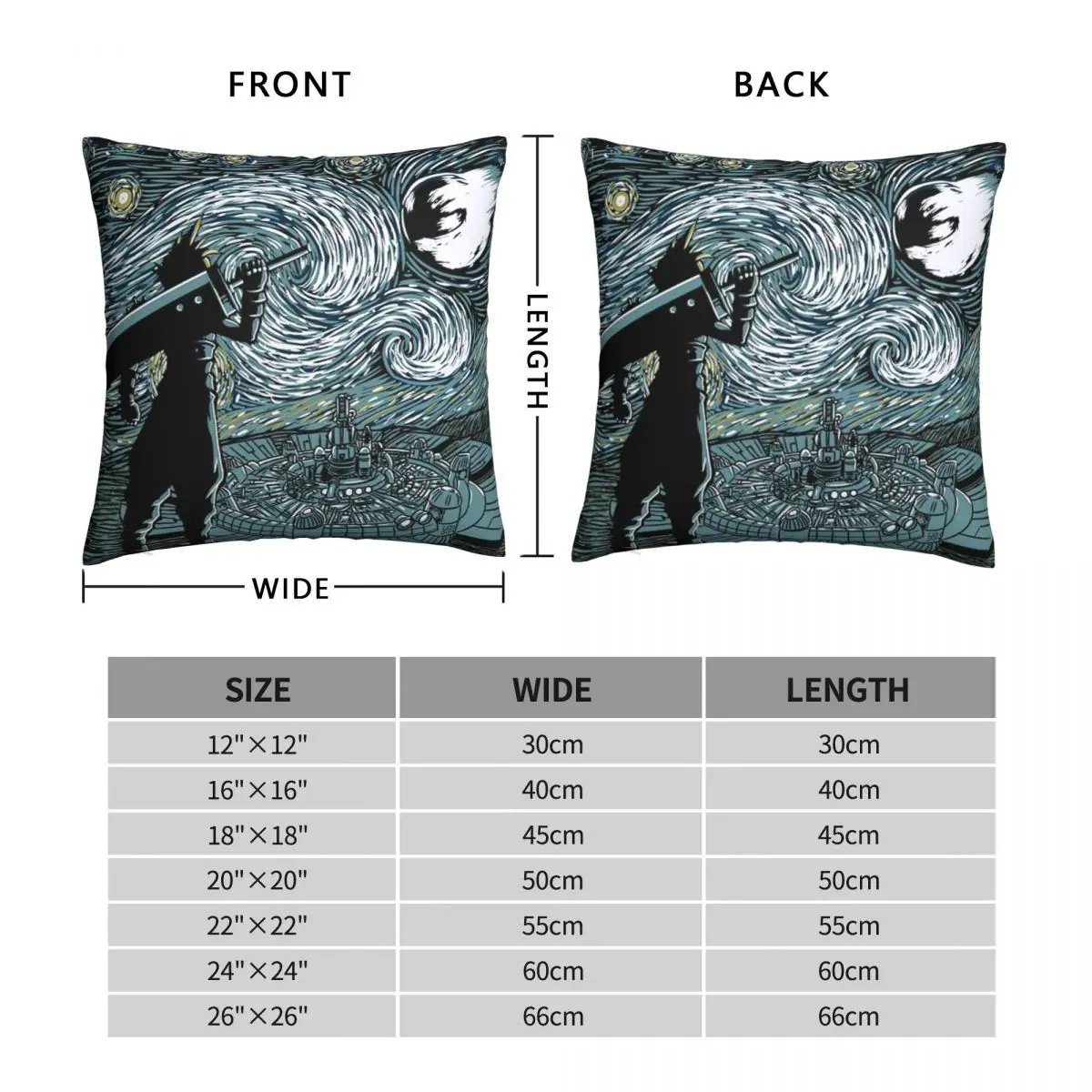 Final Fantasy VII Cloud Starry Night Pillowcase Polyester Linen Velvet Printed Decorative Throw Pillow Case Room Cushion Cover