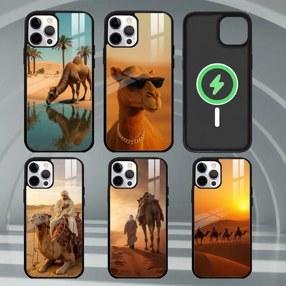 

D-Desert C-Camel Phone Case For iPhone17,16,15,14,13,12,11 Plus,Pro Max Magnetic For Magsafe Wireless Charging