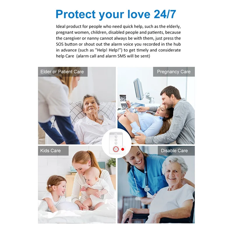 Emergency Help Equipment 4G 433MHZ SOS Timely Rescue Home  Nursing Home Retirement Home EU Plug-Y47A