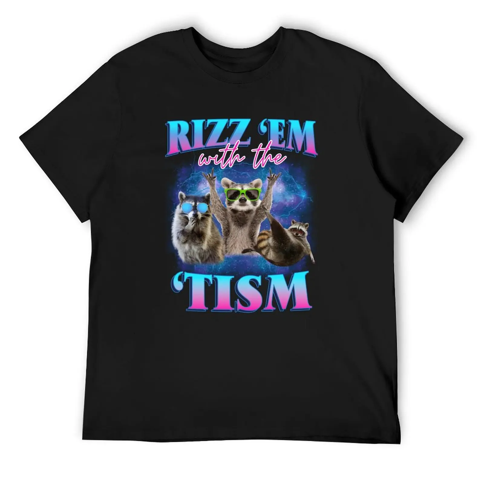 

Футболка Rizz Em With The Tism Raccoon Meme с аутизмом, мужская одежда, футболки с рисунком для баскетбола, мужские футболки, повседневные стильные футболки