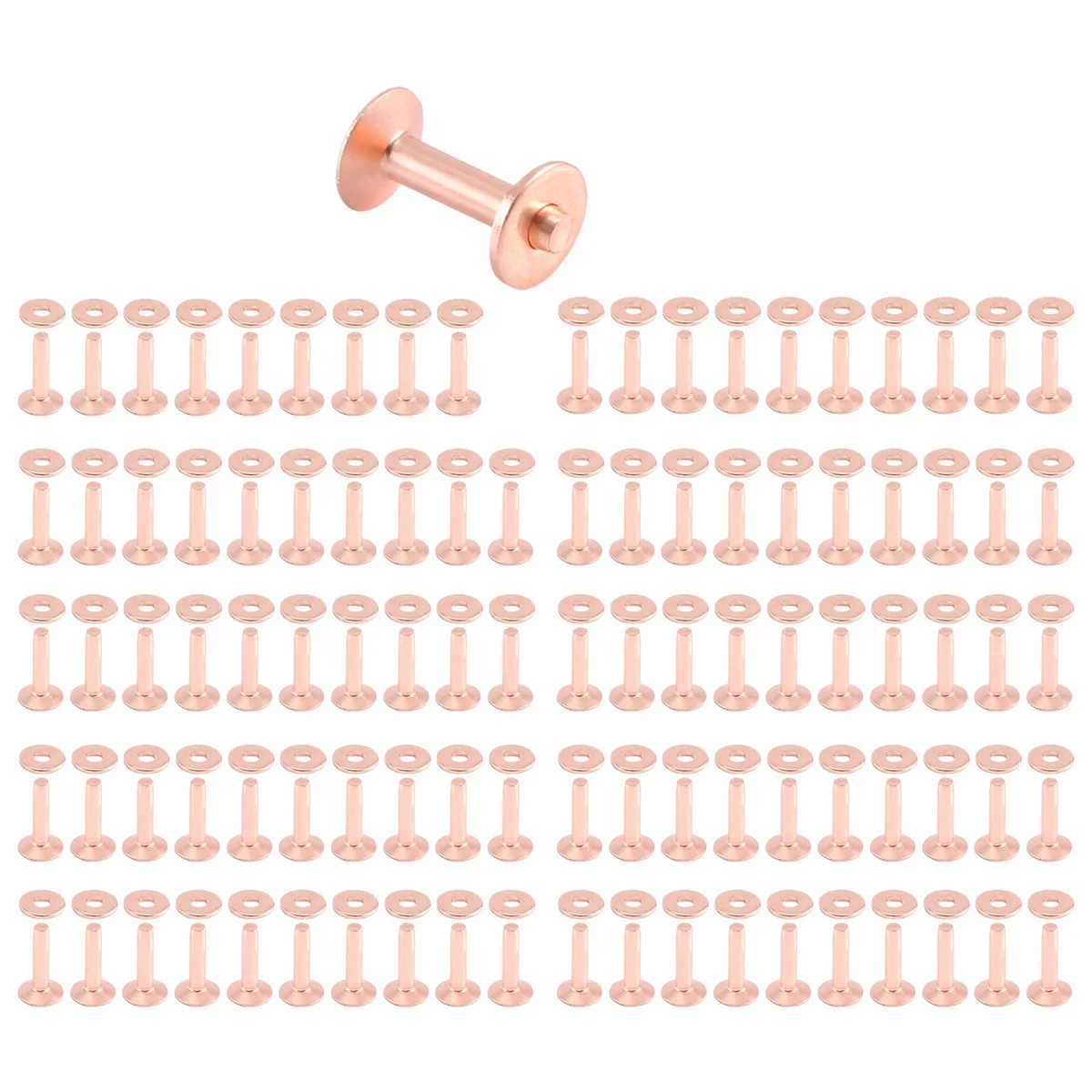 AAAF 100 Sets Copper Rivets and Burrs Washers Leather Copper Rivet Fastener for Collars Leather DIY Craft Supplies