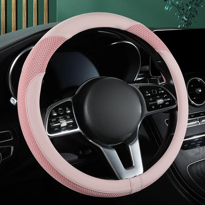 Car Steering Wheel Cover,14.5-15 Inch Universal Microfiber Leather Covers Breathable Anti-Slip Odorless Steering Wheel Cover