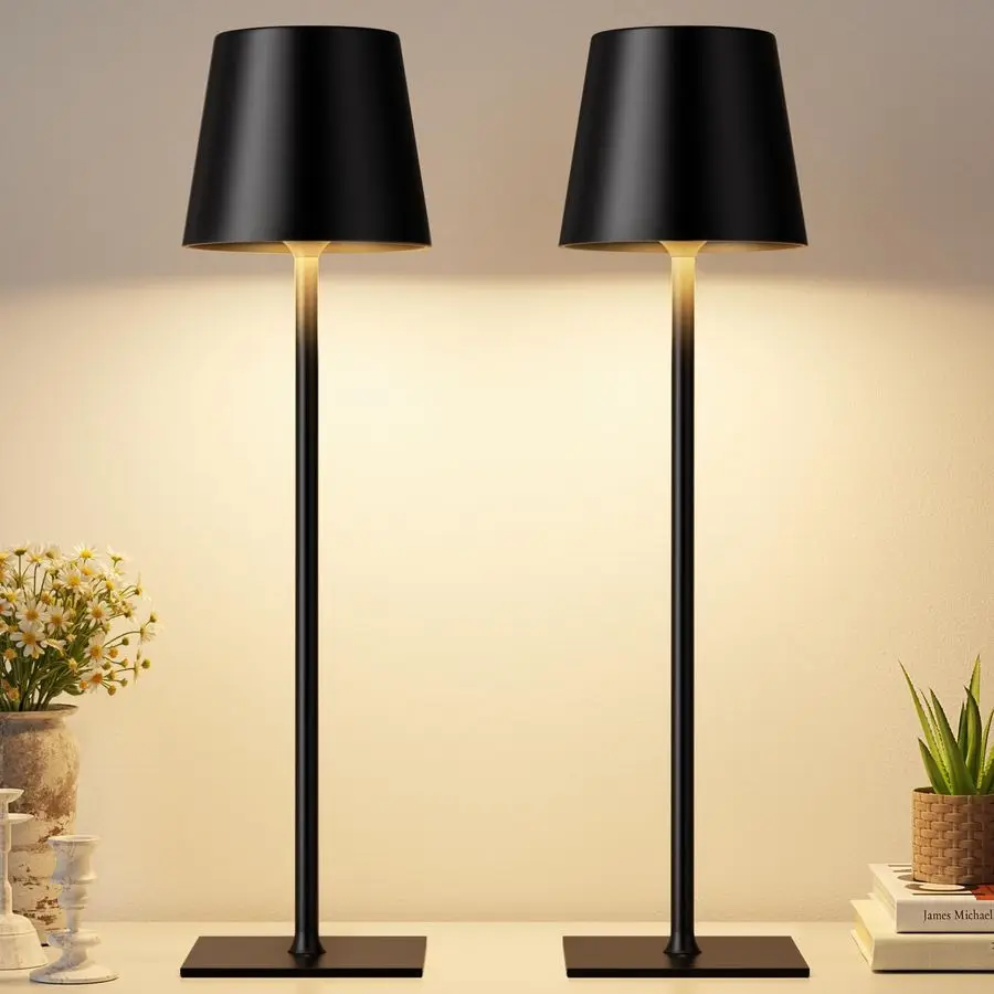 

Беспроводная перезаряжаемая настольная лампа, 2 шт., портативная настольная лампа с аккумулятором 5000 мАч, сенсорное управление, плавная регулировка яркости, беспроводная ночная лампа