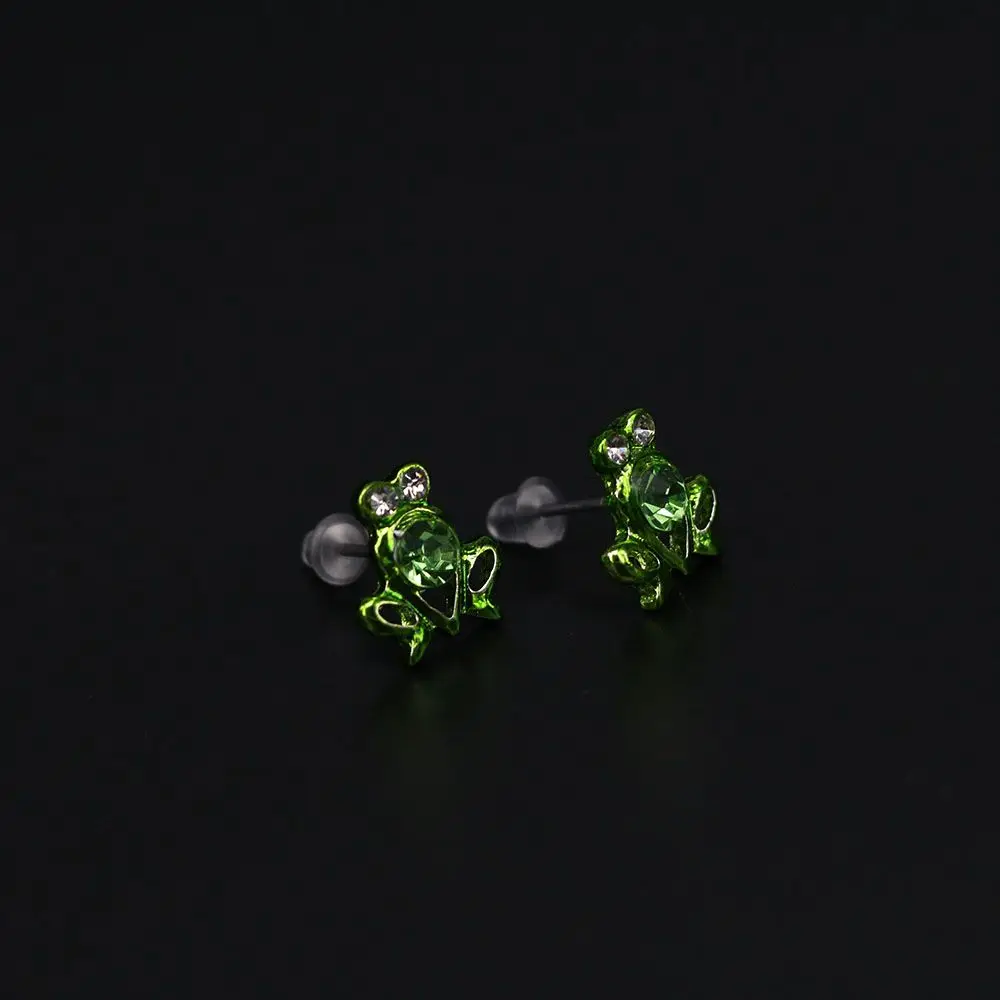 Wrap Enamel Stylish Rhinestone Green Crystal Fashion Jewelry for Women Earrings Frog Stud Earrings Ear Stud