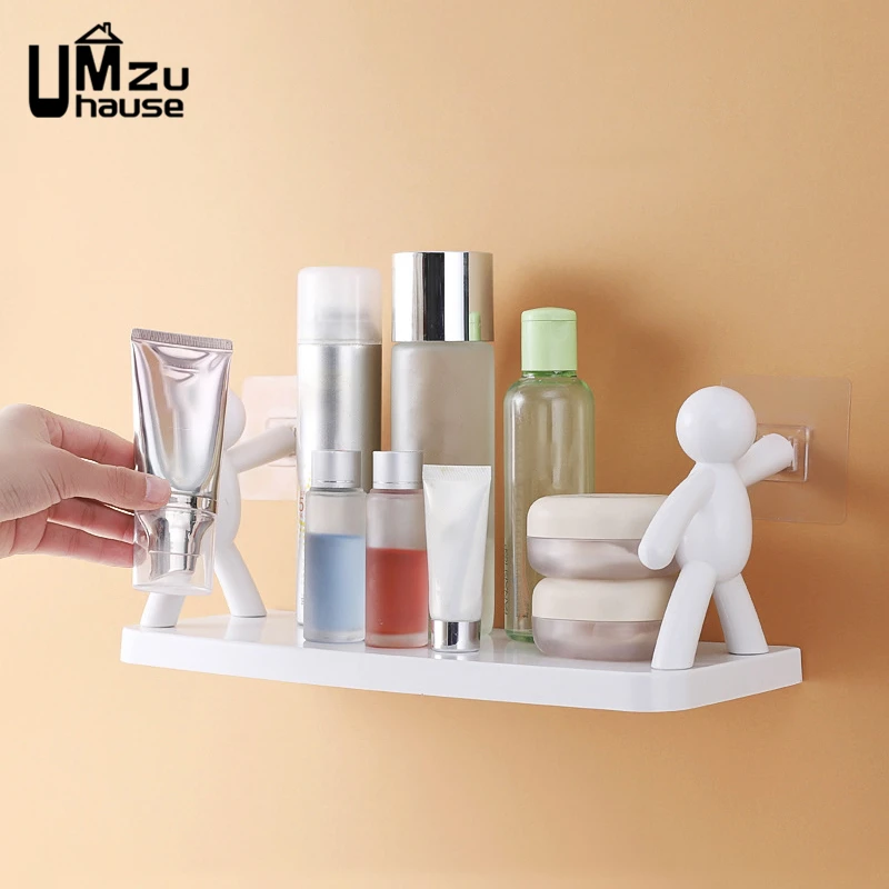 Hanging Shelves Toiletries Cosmetic Floating Holder Storage Self Adhesive Wall Mount Bracket Bathroom Home Decoration Organizers