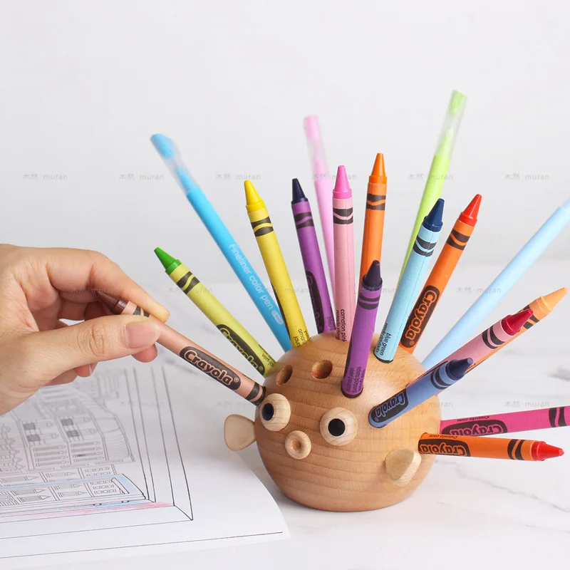 

Wooden Puffer Fish Decoration Multi-functional Penholder Children's Room Study Decorations Handicrafts and Decorations