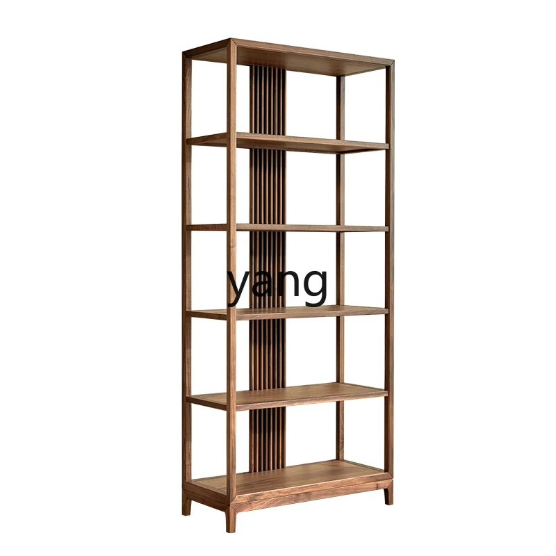 

LZR new Chinese black walnut bookshelf tea storage shelf ornament display stand