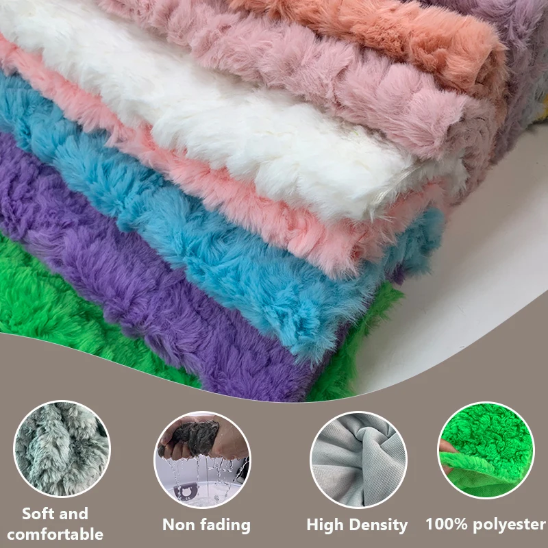 Simulated 1cm Embossed Plush Fabric 25x45cm Plush Artificial Fur Mink Ultra Soft Fabric 100% Polyester DIY Cotton Doll Hair