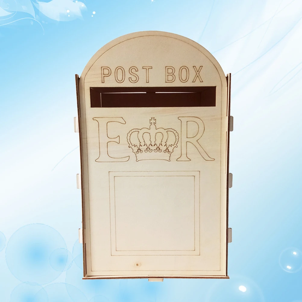 

Wooden Wedding Mailbox Handcrafted Rustic Style Card Receiving Box for Bridal Shower Celebration Ornament with Key