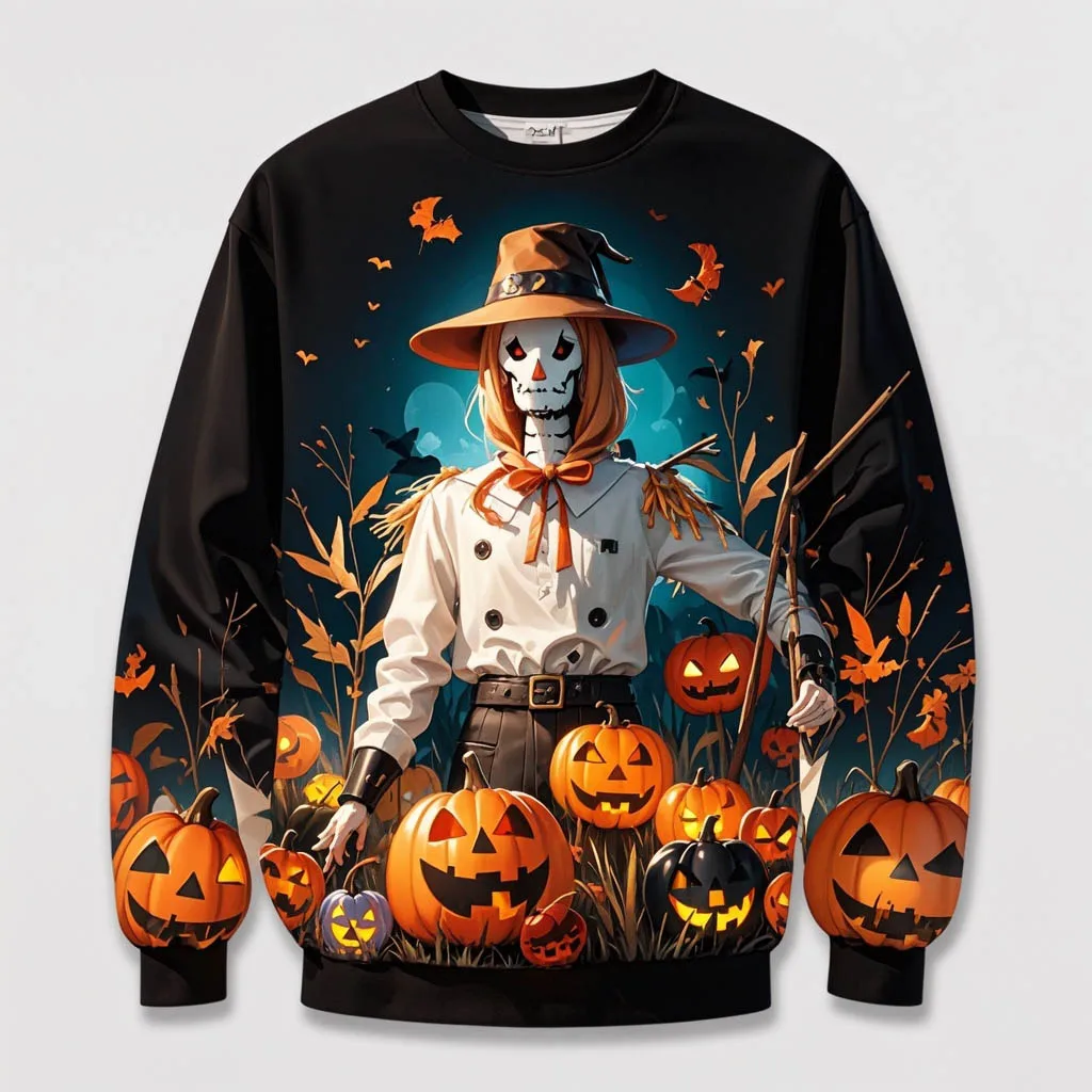 

New Halloween Scarecrow Printing Men's Sweatshirts Funny Cosplay Graphic Clothing Male Fashion Autumn y2k Tops Casual Pullovers