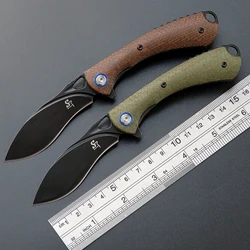 Sitivien ST147 Cuchillo de bolsillo plegable, hoja de acero 14C28N, mango G10/Micarta, herramienta EDC, cuchillos para trabajar, acampar, senderismo, colección