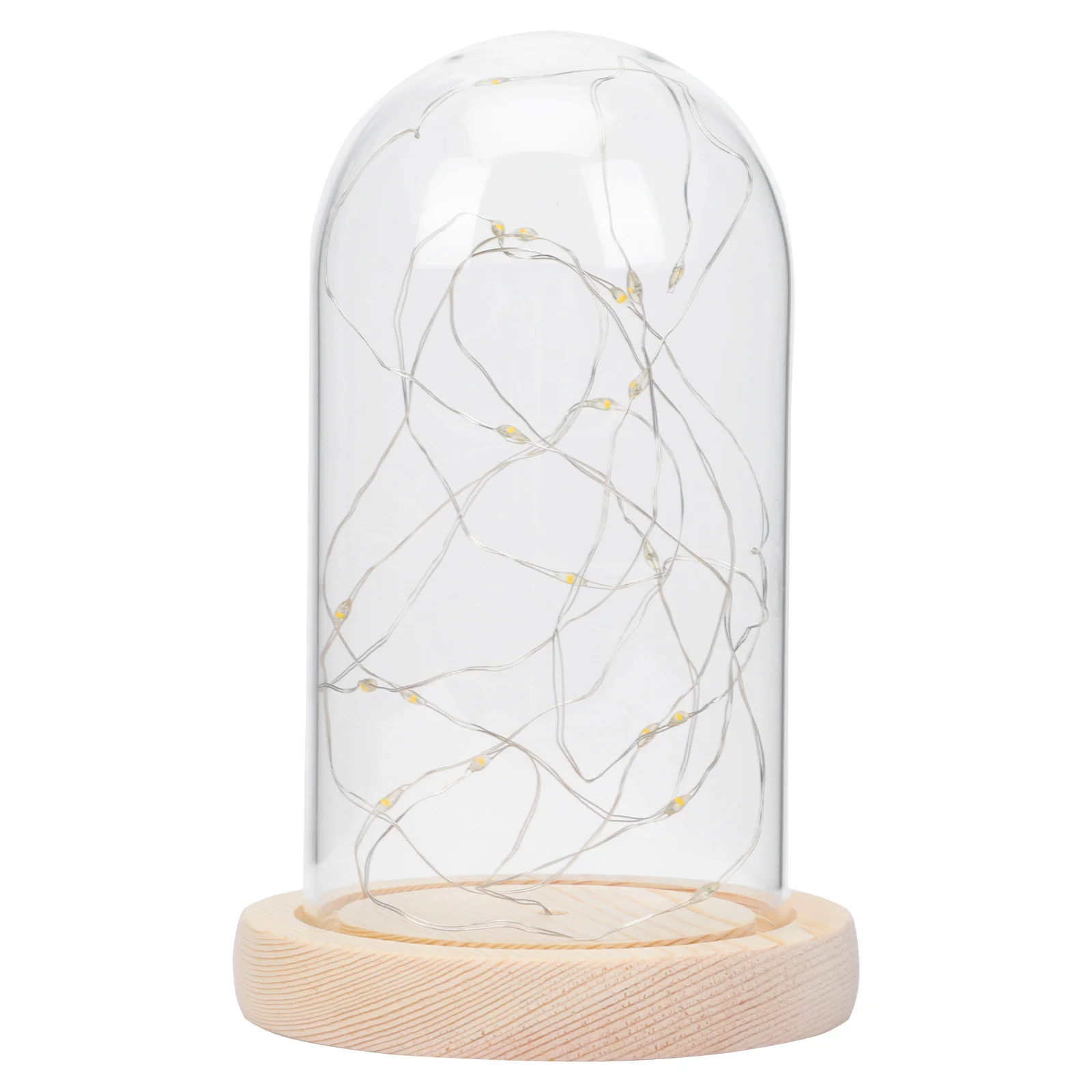 

1Pcs LED Star Light Glass Dome Ornament Wired Copper String Lamp Decorative Glass Cover Wooden Base Suitable for Home Desktop