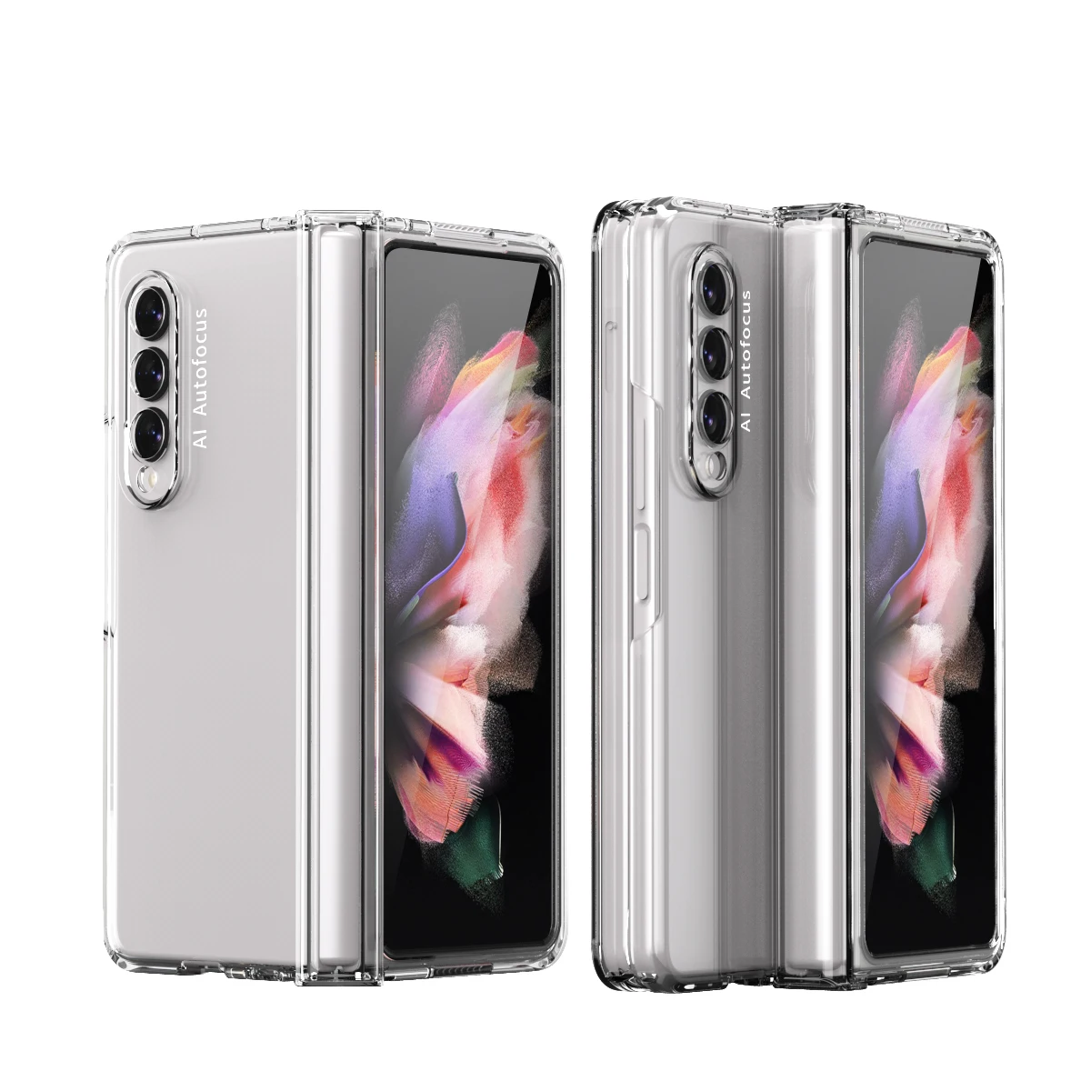Phone Case For Samsung Galaxy Z Fold 5 4 3 5G With Front Screen Glass Hinge Plastic Cover