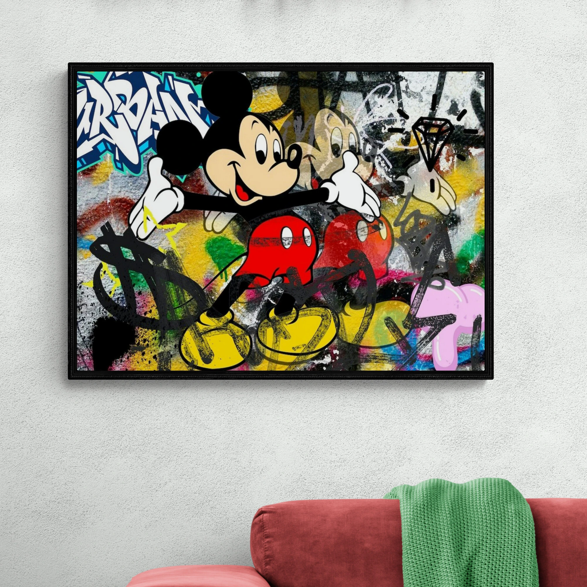 Colorful Pop Disney Mickey Mouse Wall Art Cartoon Graffiti Canvas Poster Decor Livingroom Home Children's Room Office