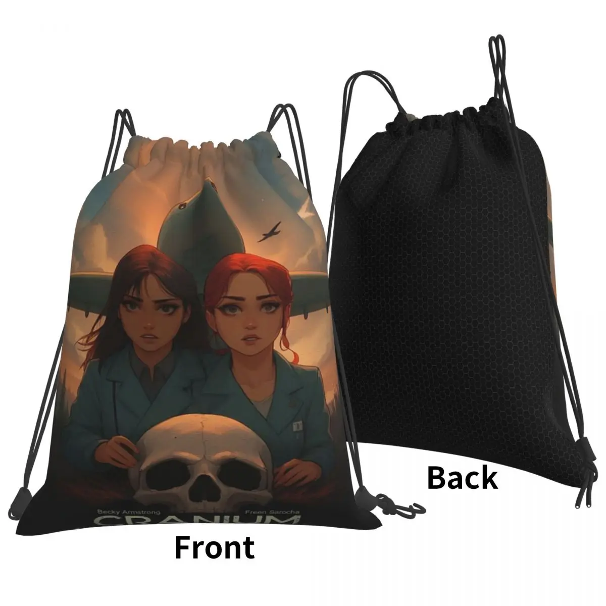 Cranium Freenbecky Poster Backpacks Multi-function Drawstring Bundle Pocket Sundries Bag Book Bags for Travel School