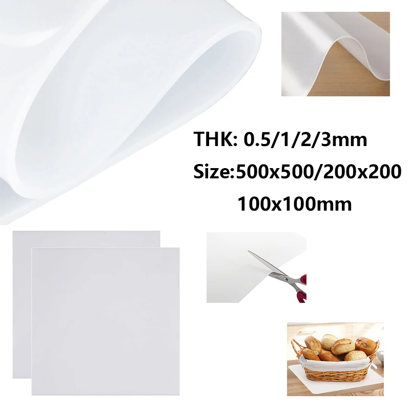 Hoja de goma de silicona resistente a altas temperaturas, junta de estera transparente blanca de 0,5mm, 1mm, 2mm, 3mm, almohadilla de resina sin olor peculiar