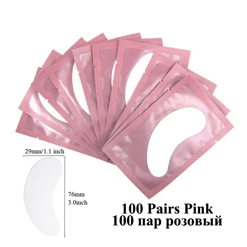 100 Paar Augenpads für Wimpernverlängerung, unter den Wimpern, künstliche Wimpern, Aufkleber, Wimpernverlängerungszubehör, Pads zum Aufbau von Augenlidern