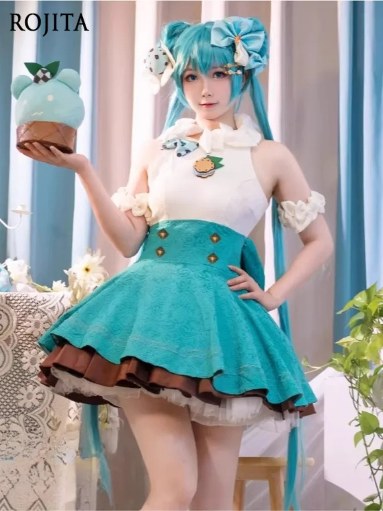 

Mint Chocolate Cosplay Elegant Jacquard Lolita Dress with Complete Bow Accessories Classic Sweet Lolita Fashion