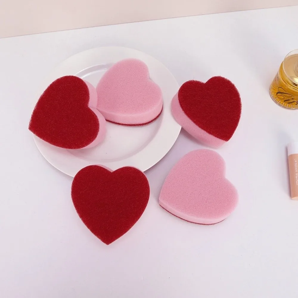 3/5/10pcs Heart Shaped Kitchen Scrub Sponges Absorbent Non-Scratch Surface Dish Sponges Durable Effortless Cleaning