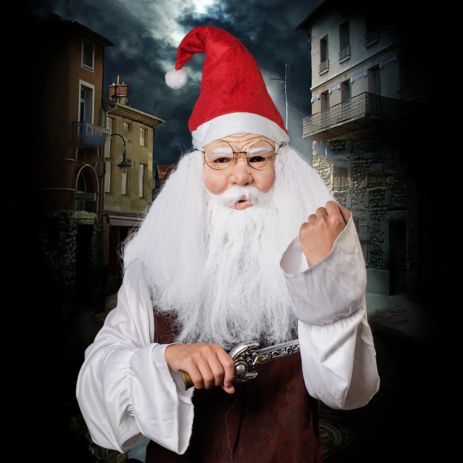 2025 Halloween Masque de Costume de père noël, 1 Pièce, Accesoires de Visa de Innovation, Costume de Nou de Pour