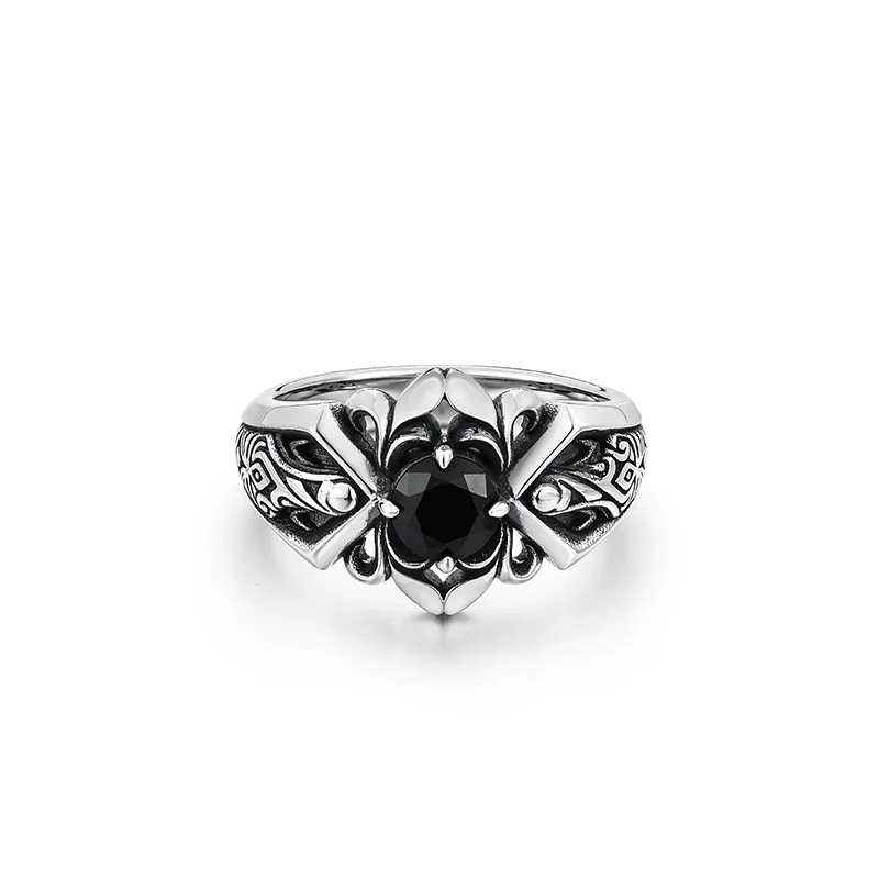 

Vintage Thai Silver Men Ring Punk Niche Design Advanced Sense Open Adjustable Finger Ring Trendy Male Tail Ring Fashion Jewelry