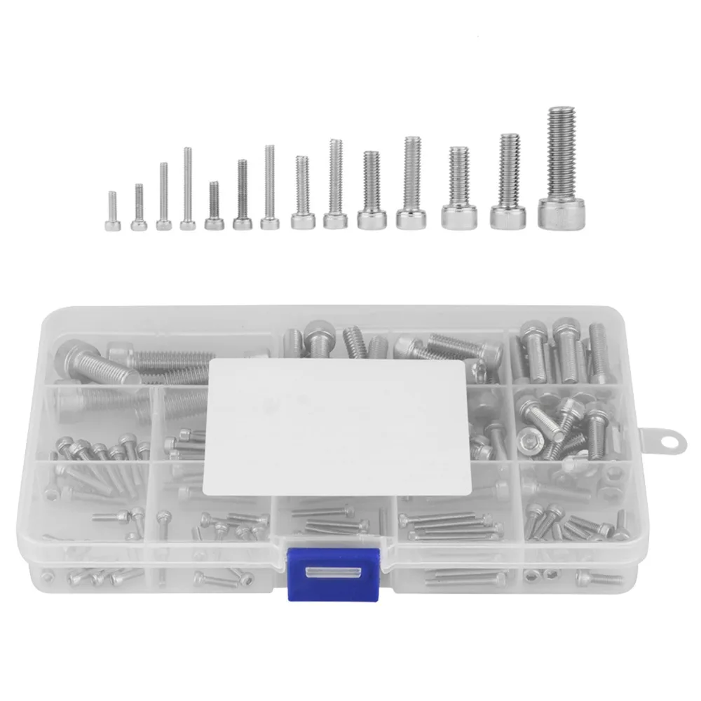 135Pcs M2.5-M8 Hex Head Cap Screw Hexagon Stainless Allen Machine Bolt Metric Thread Fastener Assortment Set