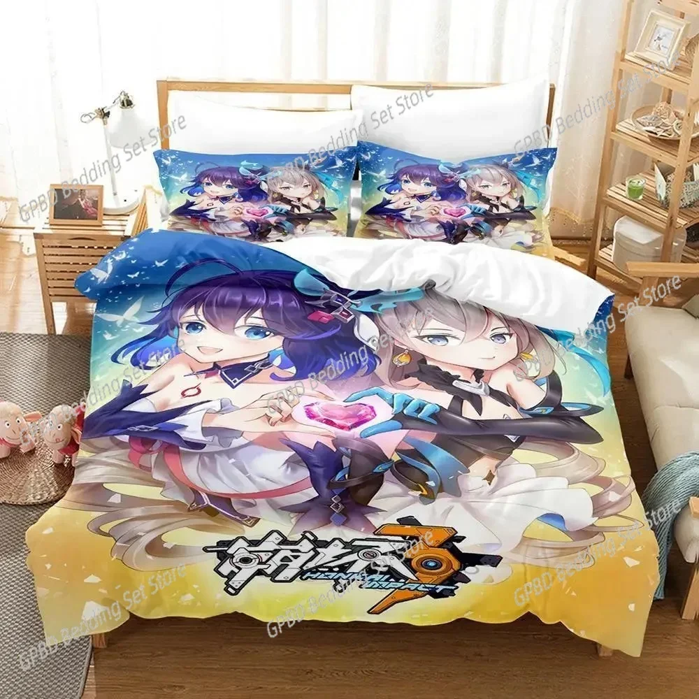 New 3d Print Anime Honkai Impact Comfortable Duvet Quilt Cover Pillowcase Bedding Set Children Bedroom Decoration Home Textile