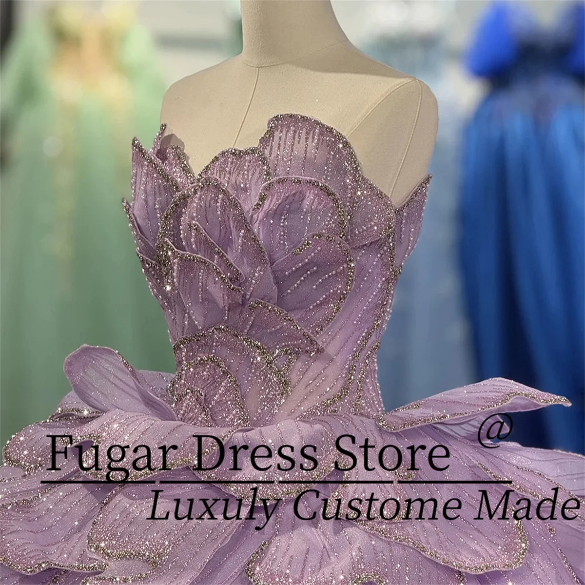 

Customized Purple lilac Quinceanera Dresse Luxuly Sparkling layered corset Sexy sleeveless vestidos de 15 quinceañera