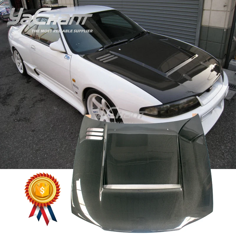

R32 Auto Parts Car-Styling CF Carbon Fiber Hood Bonnet Engine Cover Fit For 1995-1998 Skyline R33 GTR TS Style Hood