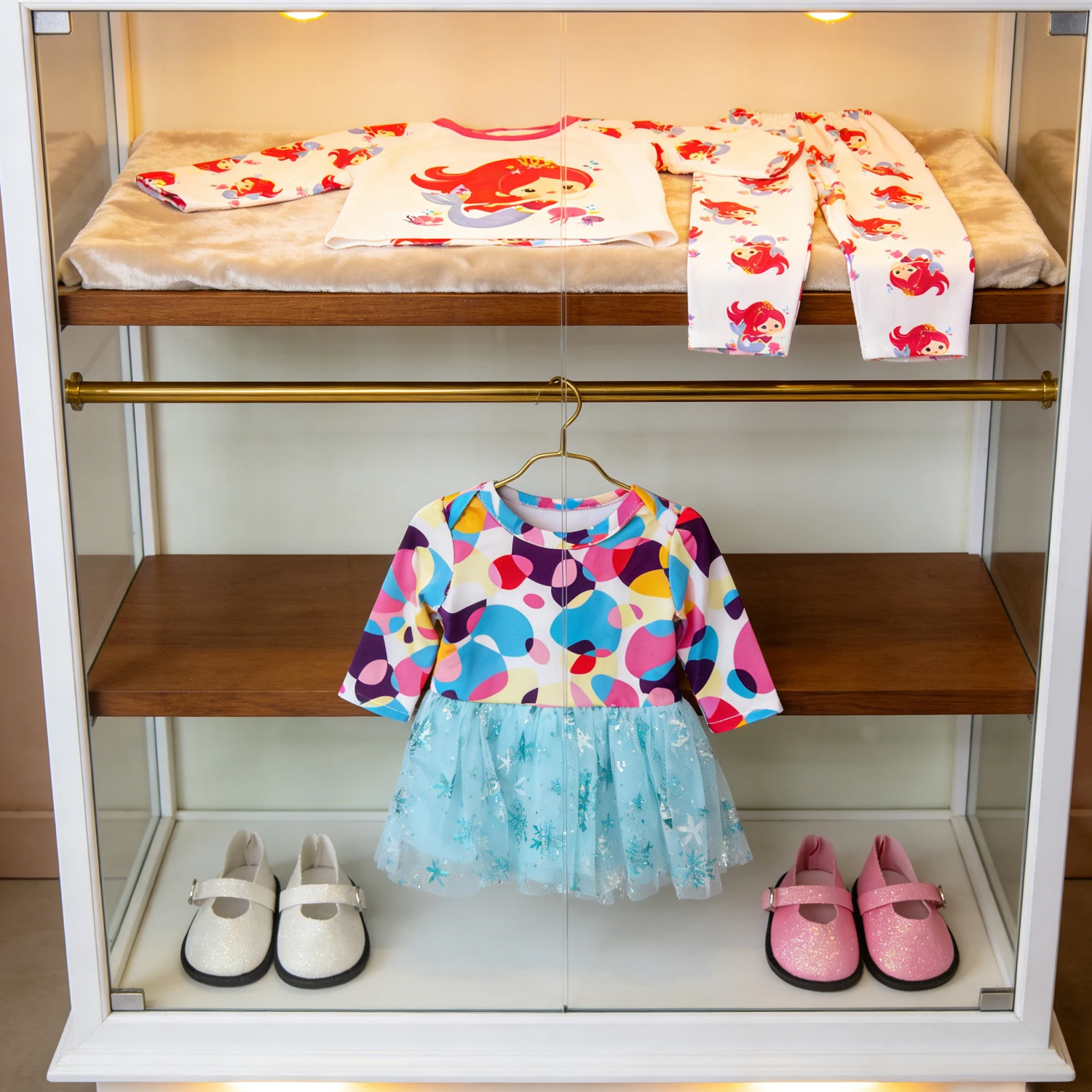 

Doll Mermaid Pajamas Snow Flower Dress 2 Shoes Clothes Suit Outfit For 18-inch American & 43cm Baby Newborn,OG Girl Dolls Toy