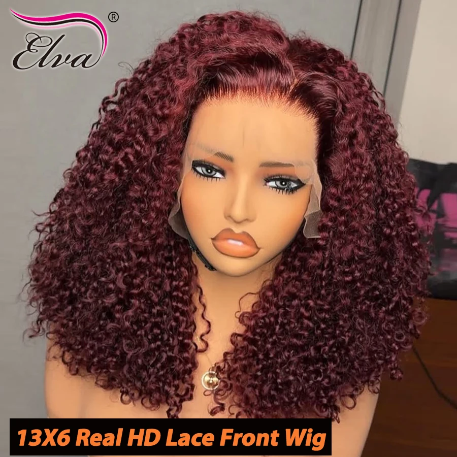 بورجوندي البورمية مجعد 9X6 HD الدانتيل إغلاق شعر مستعار فراق عميق الترا المجهزة الشعر البشري HD كامل أمامي موجة المياه الباروكات البورمية موجة