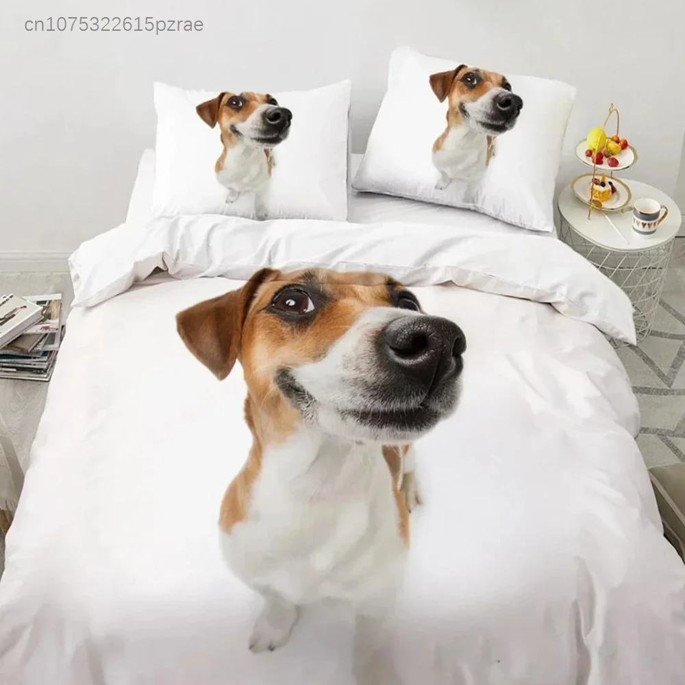 3D-Hundebettwäsche-Set für Schlafzimmer, weiche, moderne Bettdecken, bequeme Kinderbettdecke, Bettbezug und Kissenbezug