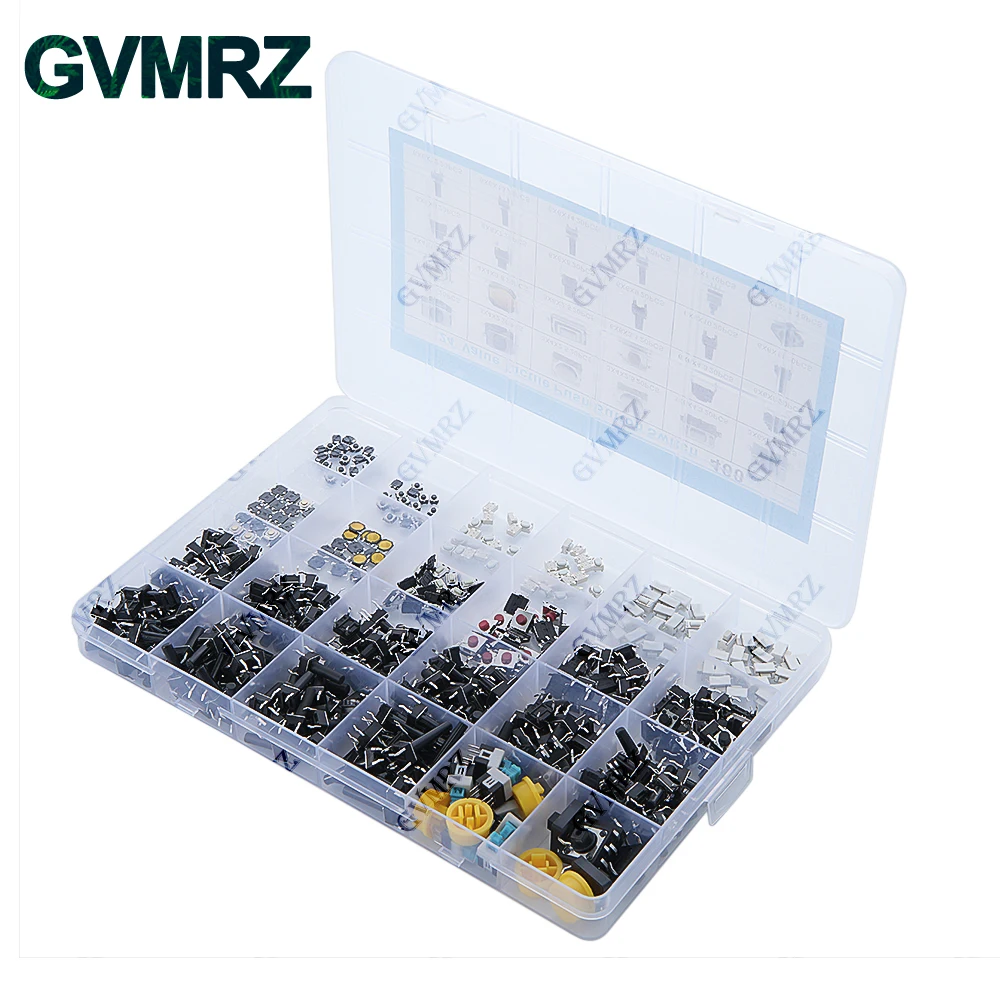 460PCS 24 Values Tactile Push Button Switch SMD Micro Momentary Tact Switch Assortment Kit for Car Remote Control with Box
