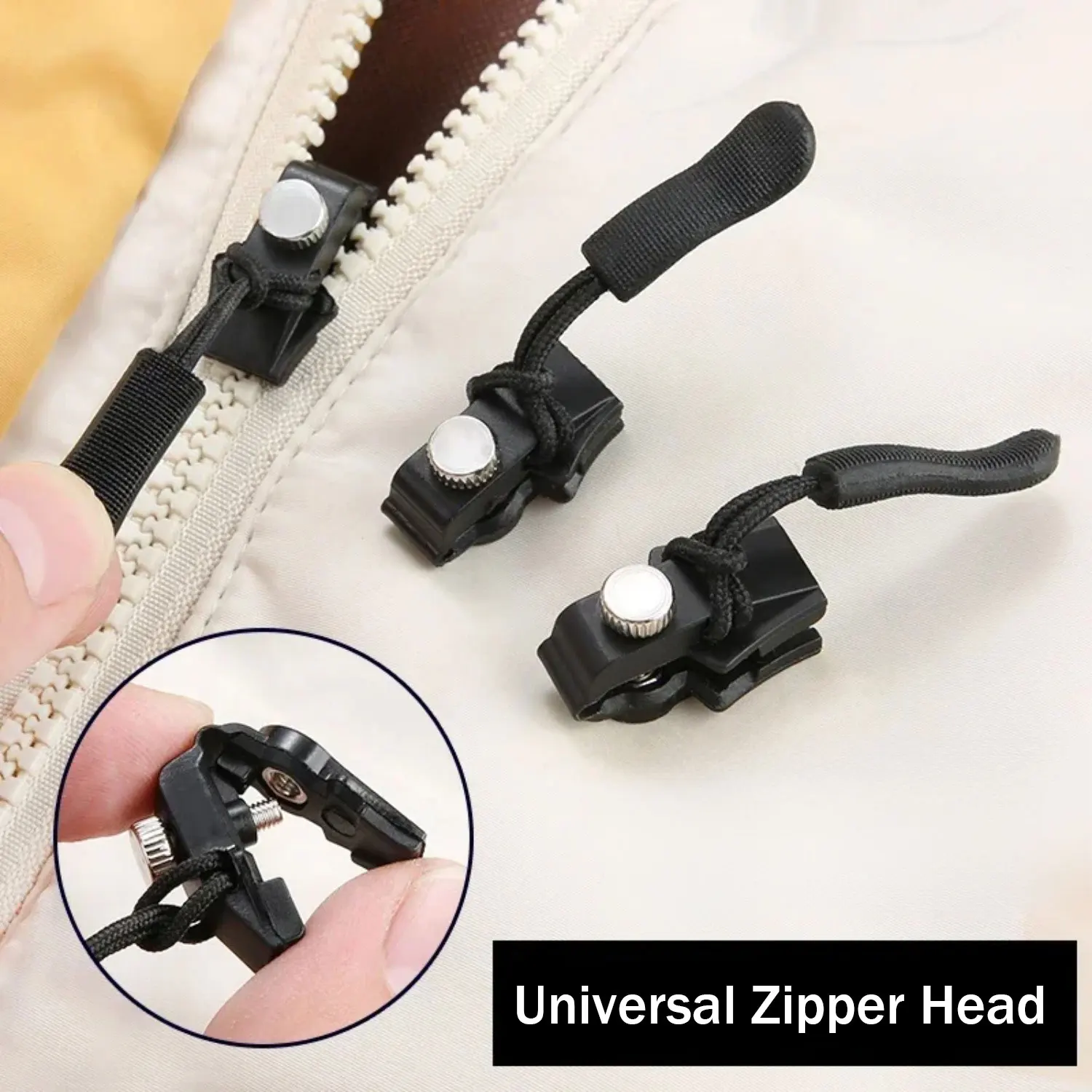 Universelles Reißverschluss-Reparatur-Set, schnell sofort abnehmbarer Reißverschlusskopf, Ersatz-Reißverschluss-Schieberzug für Jacke, Taschen, Mantel, 6 Stück