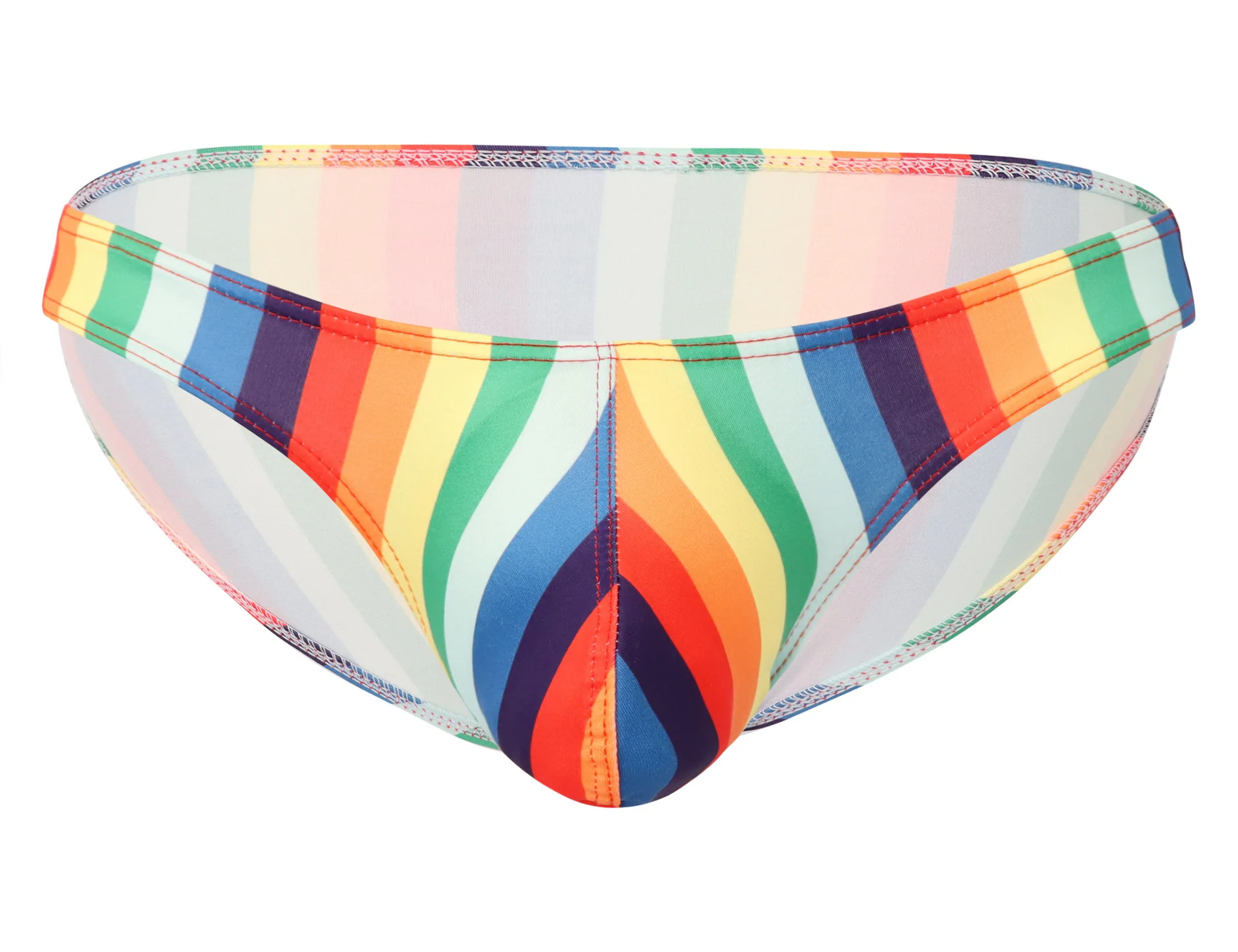 Men Colorful Check Print Triangle Briefs Low Rise Sexy 3D U Convex Pouch Moisture Wicking Breathable Male Underwear