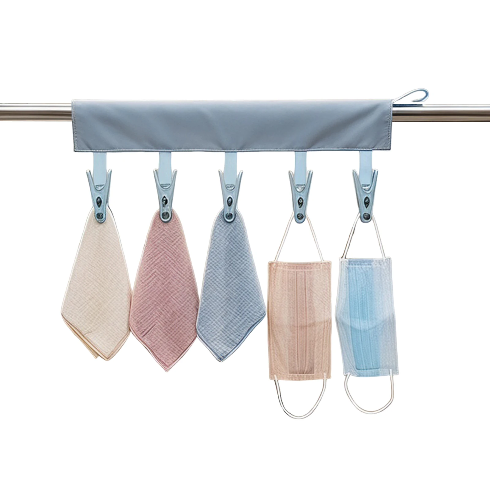 Portable Folding Travel Hanger with 6 Windproof Clips Space-Saving Drying Rack for Indoor Outdoor Traveling and Compact Storage