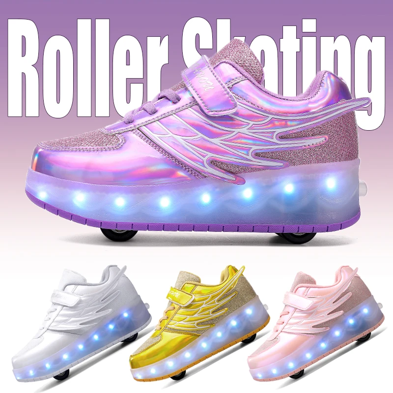 2024 New Roller Skating Shoes for Boys and Girls, sizes 29-40 Outdoor Sports Shoes, Detachable Wheel Shoes