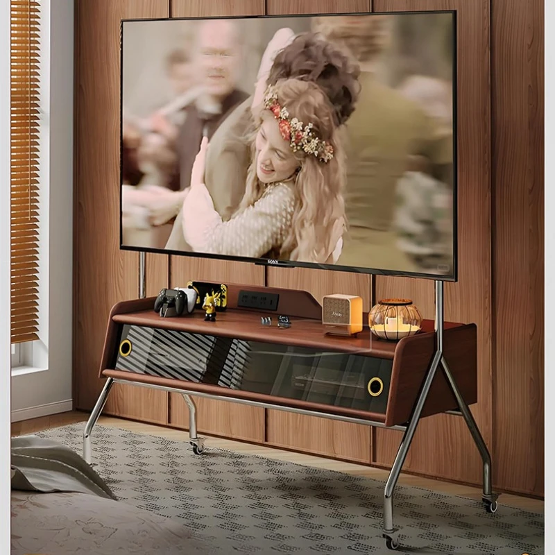 Middle Ages Solid wood Tv cabinet storage elegant convenient tv stand Creative Design movable meuble télé living room furniture