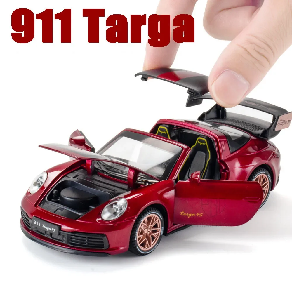 

1:32 911 Targa 4S Alloy Diecast Sports Car Model Removable Roof 4 Doors Can Be Opened Childrens Gifts Automobile Decoration Mini