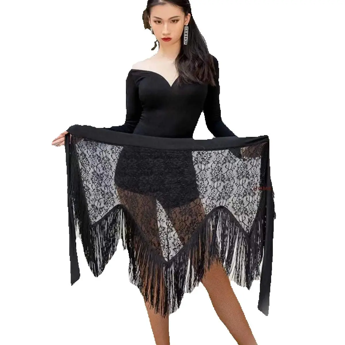 

Женские штаны для латинских танцев, юбка на шнуровке, полотенце на бедрах, юбка с бахромой, кружевная юбка с запахом на бедрах для танцев, нерегулярная юбка, танцевальное платье 2025