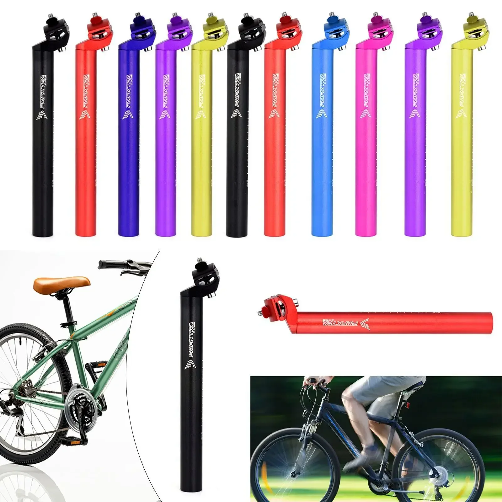 

Bike Seat Post Bicycle Seat Tube Damping Sturdy with Adjustable Clamp Seatpost 300mm Length for Universal Cycling