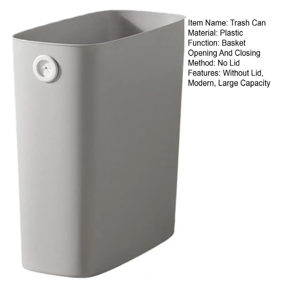 Household Trash Can Without Lid Press Ring Modern Large Living Room Kitchen Bathroom Plastic Waste Rubbish Garbage Storage Bin