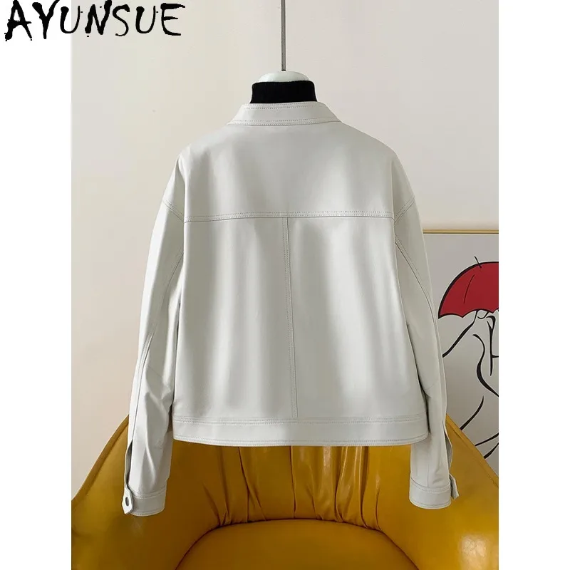 AYUNSUE, chaqueta 100% de piel de oveja auténtica para mujer, chaqueta corta para motocicleta 2025, ropa de mujer de alta calidad, Дубл, onderка Ж miscecud