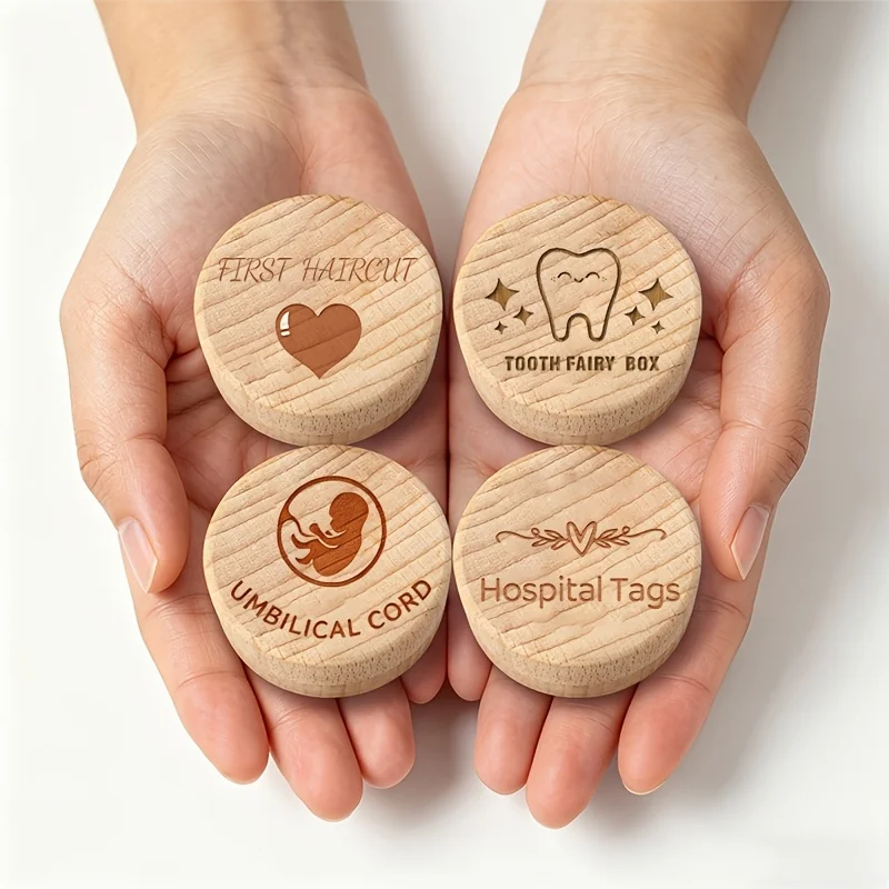 Adorable Baby Footprint Design Newborn Tooth Hair Memory Chest Infant Milk Teeth Organizer Box Parents Safeguard Precious 4PCS